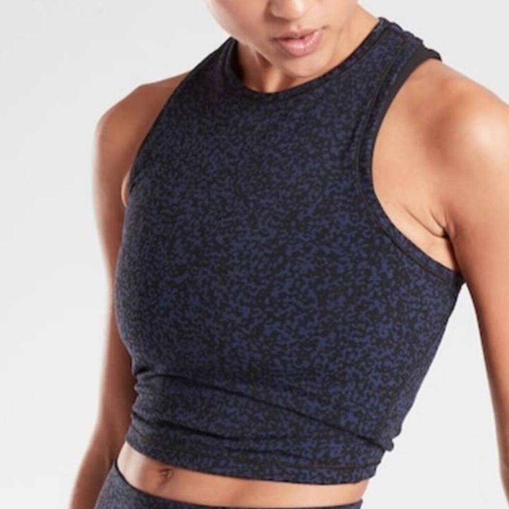 Athleta Shanti Crop Jacquard Tank Top Powervita Cropped High Neck